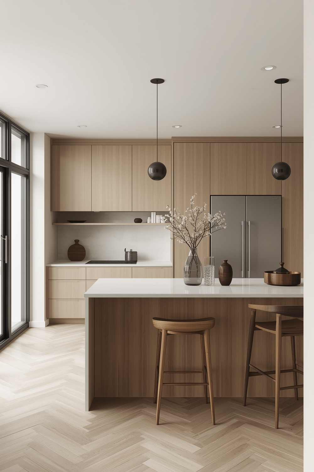 Airy Beige Kitchen Design Concept