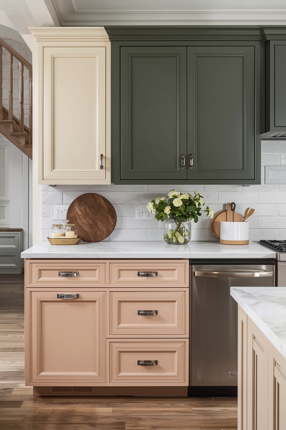 Artful Two-Toned Kitchen Cabinets