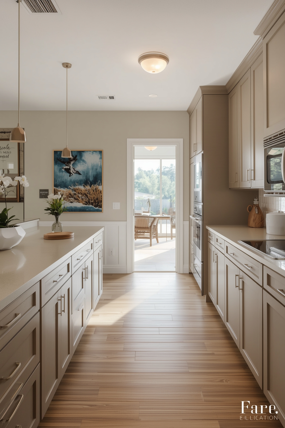 Beige Cabinets in an Open-Concept Layout