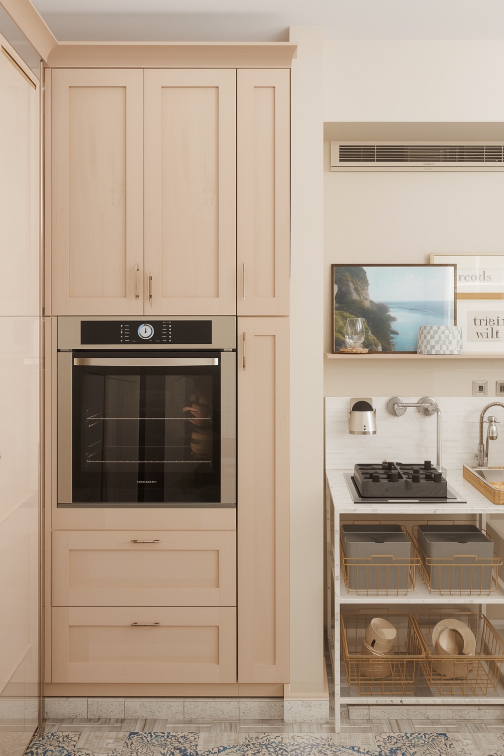 Beige Cabinets with Appliance Garage Storage