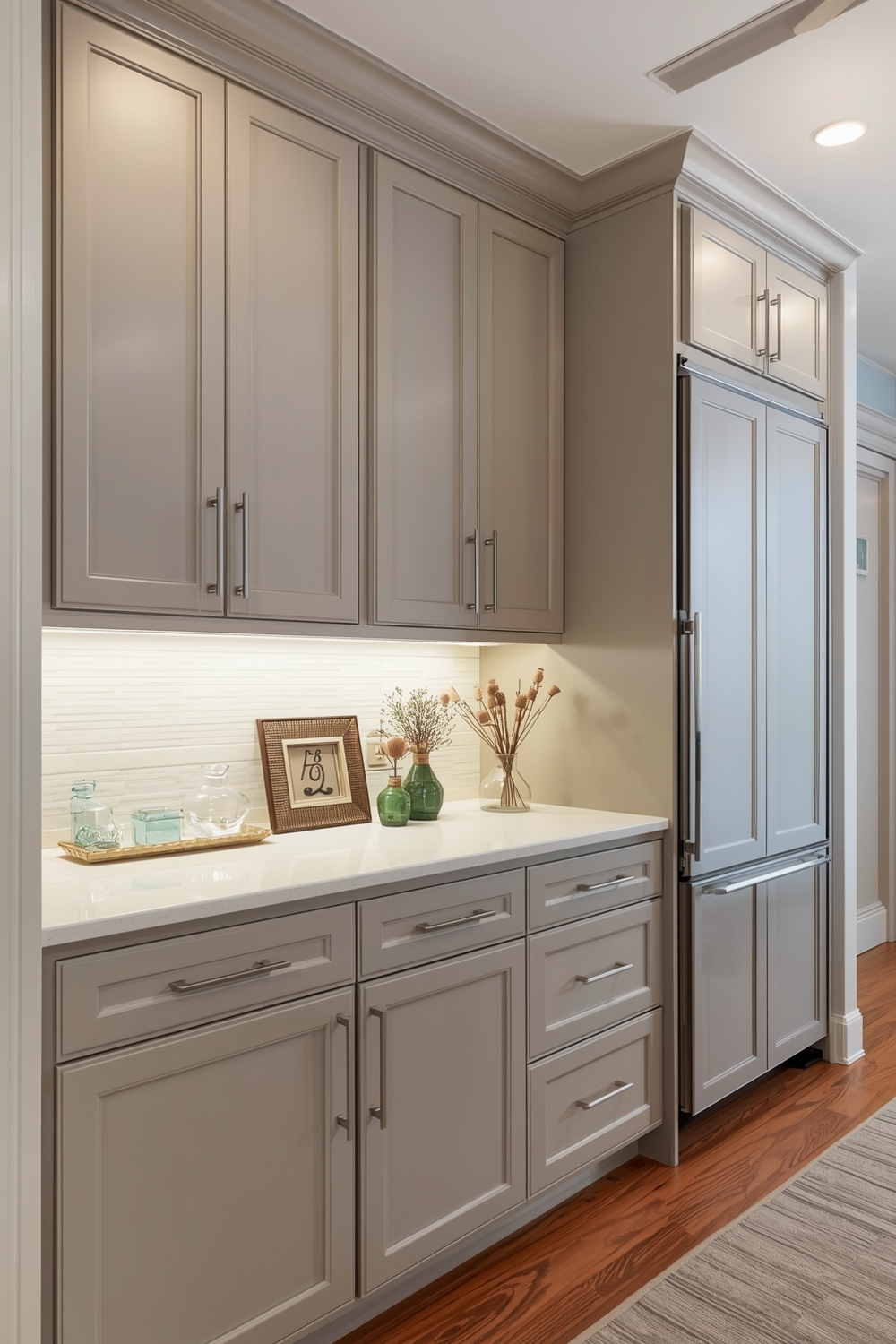 Beige Cabinets with Focused Task Lighting
