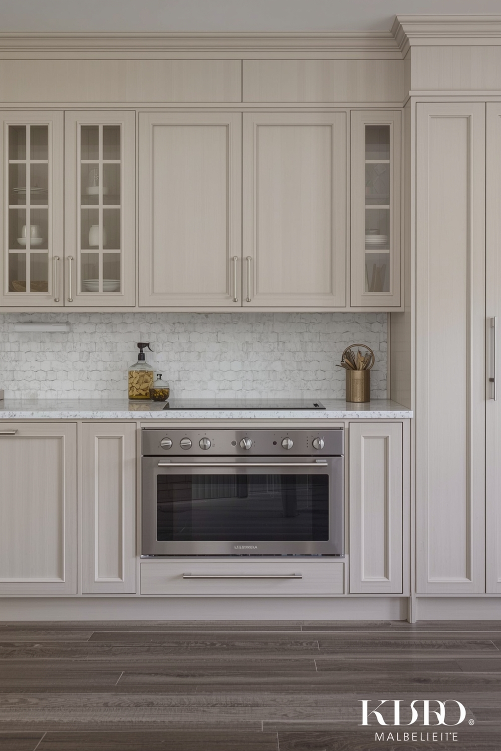 Beige Cabinets with Terrazzo Countertops