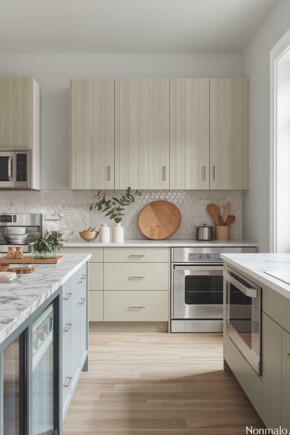 Beige Cabinets with a Modernist Edge
