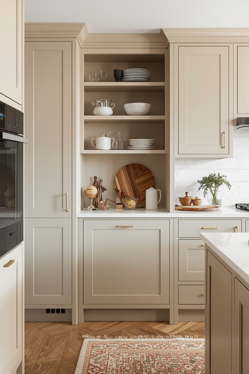 Beige Kitchen Cabinet Internal Fittings