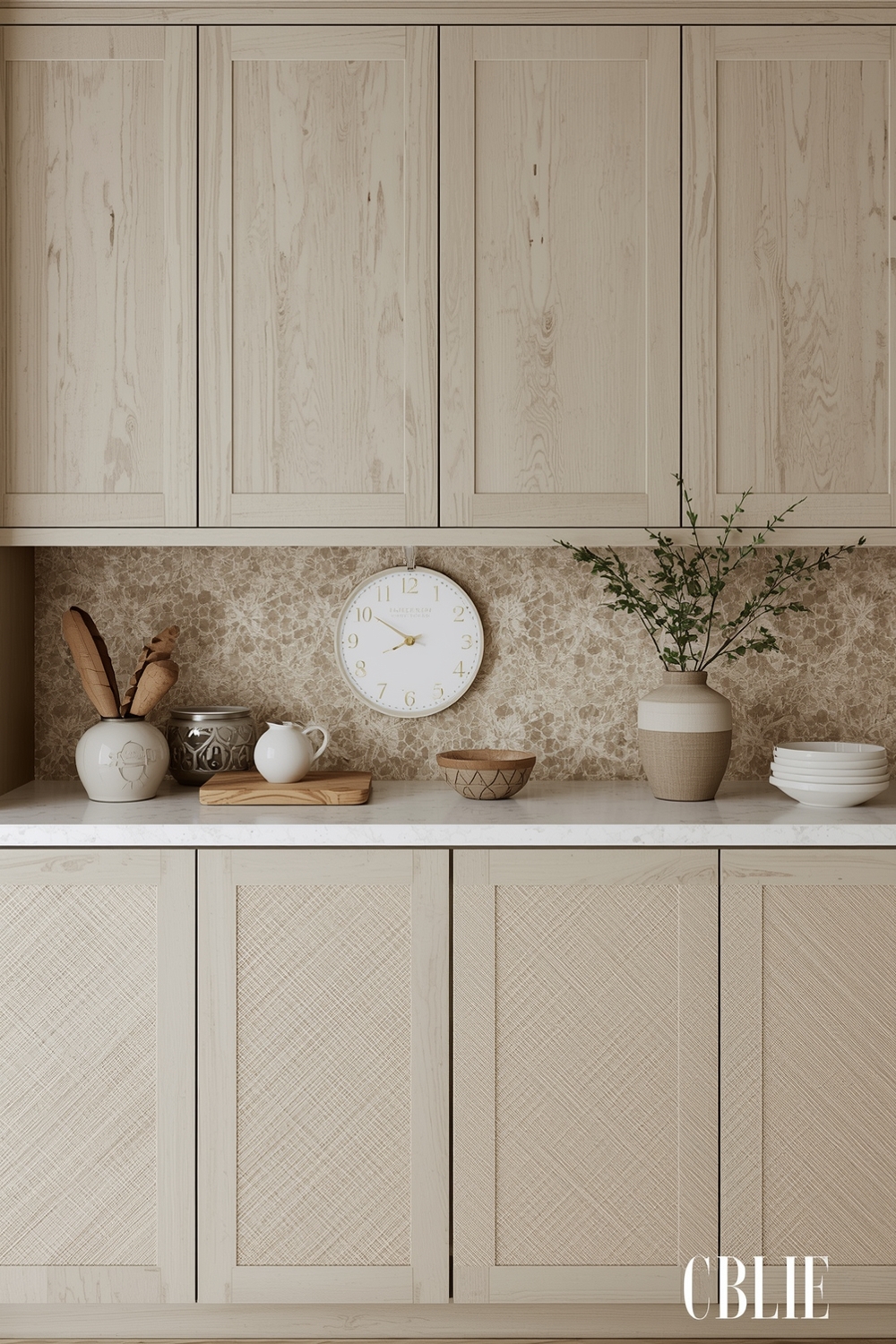 Beige Kitchen Cabinet Textural Accents