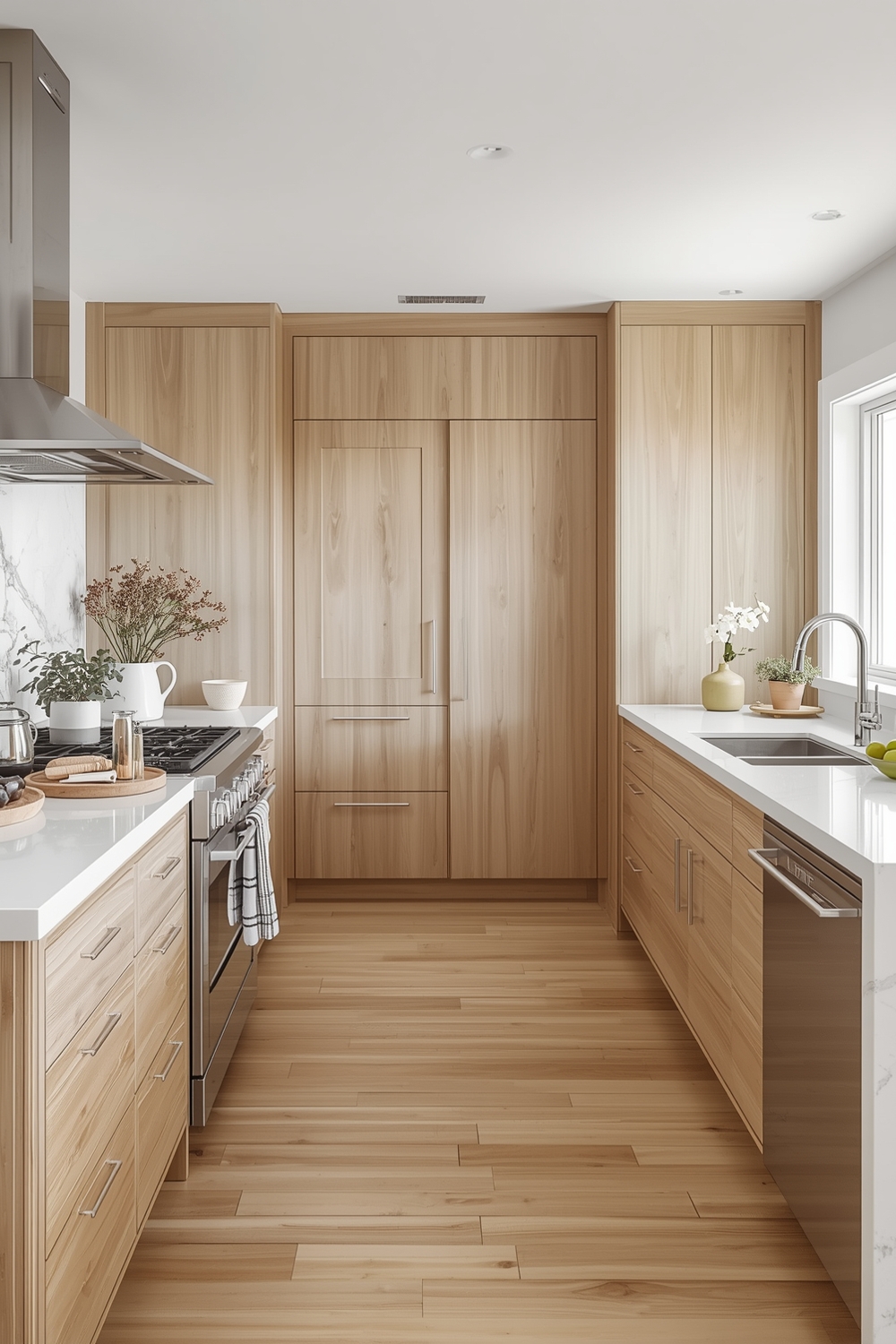 Clean-Lined White Oak Kitchen Style