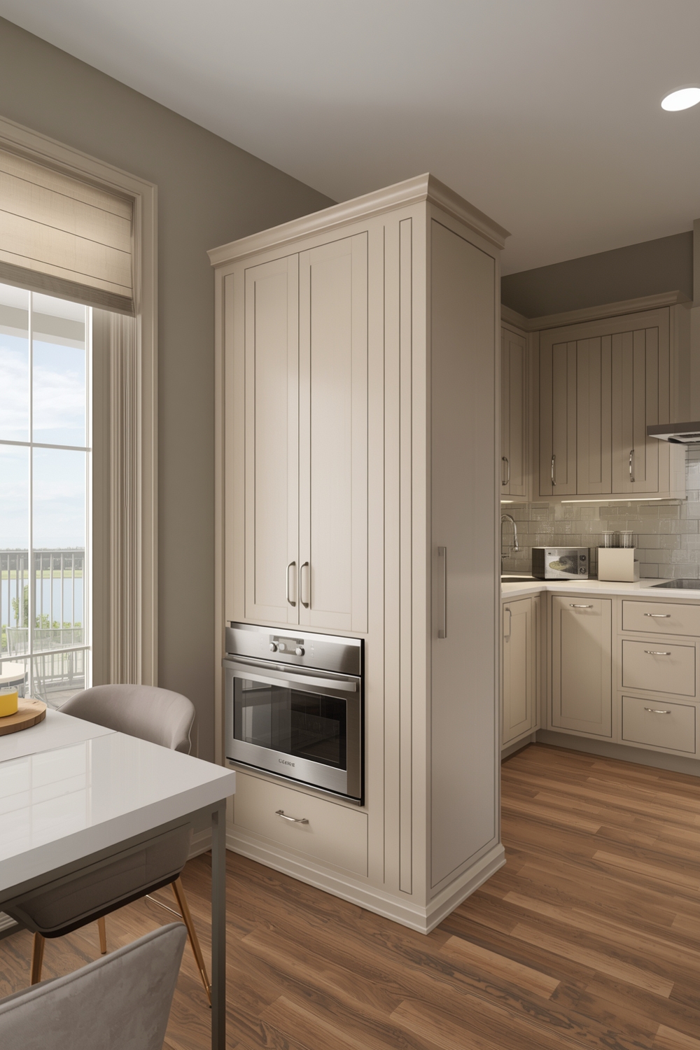 Contemporary Beige Kitchen Cabinet Configurations