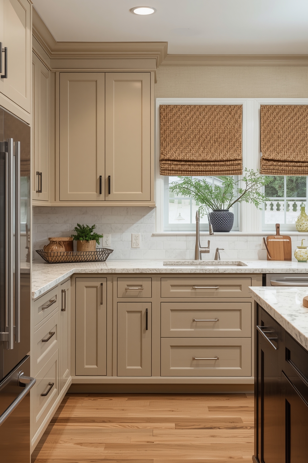 Custom Beige Kitchen Cabinet Interiors