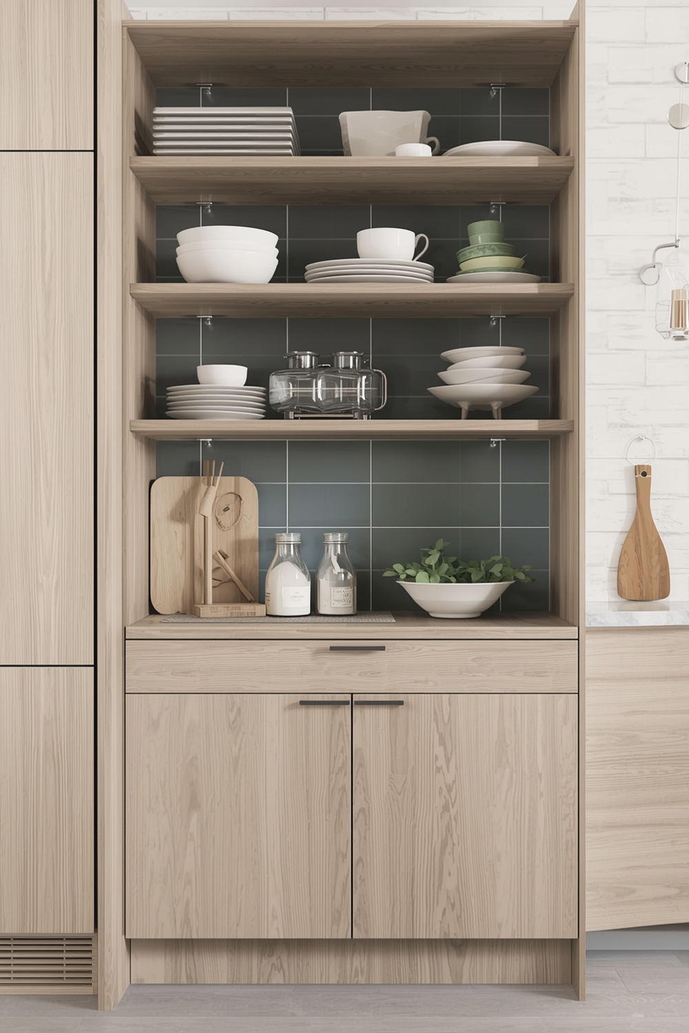 Dedicated White Oak Kitchen Activity Areas