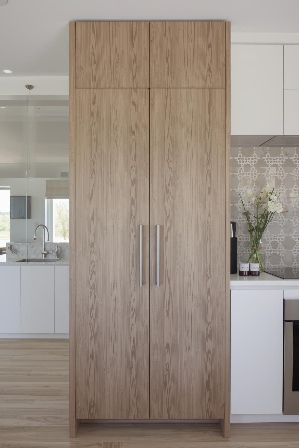 Glossy White Oak Cabinet Fronts