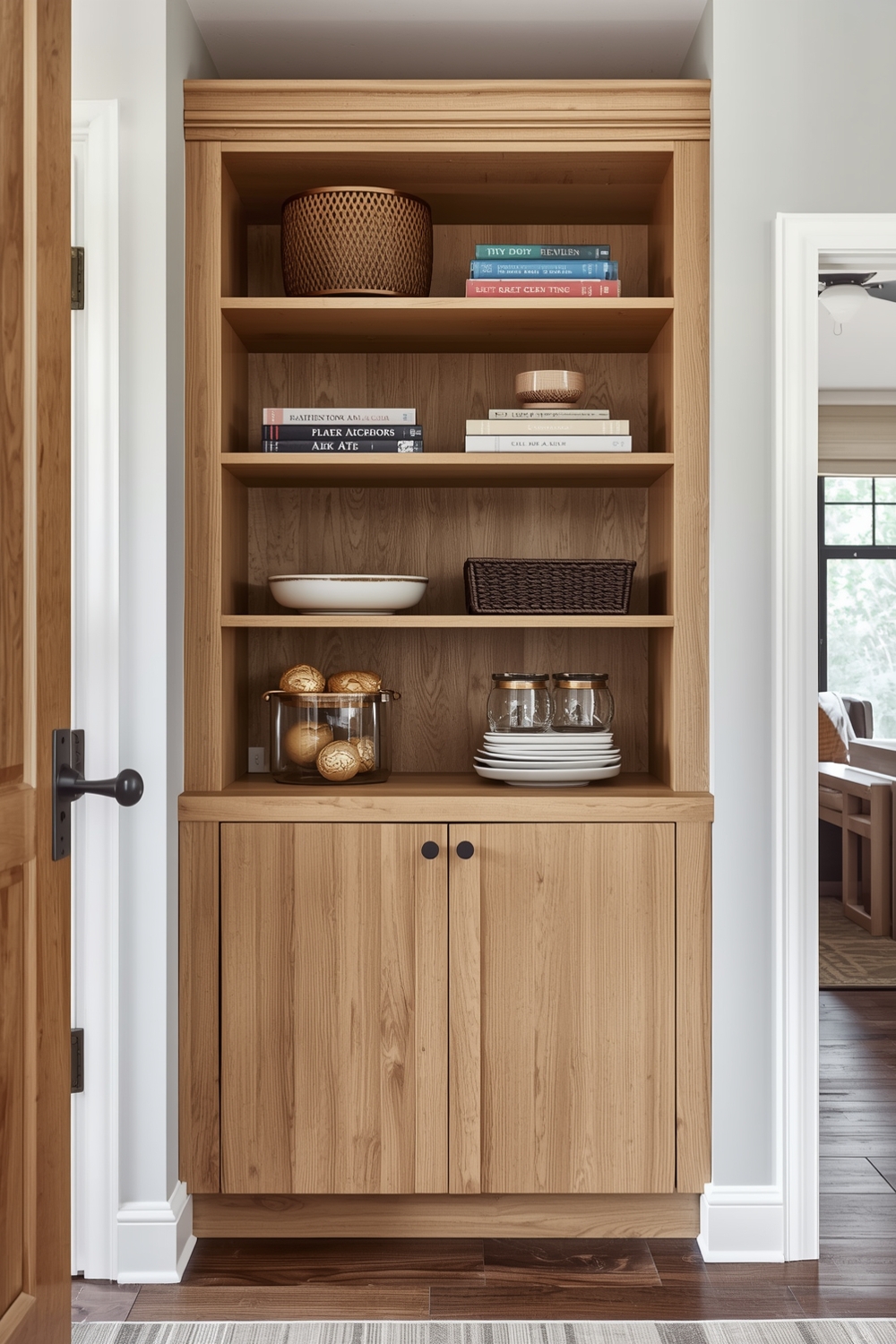 Innovative White Oak Cabinet Storage
