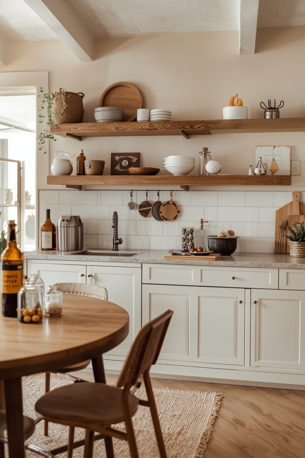 Japandi Beige Kitchen Layout