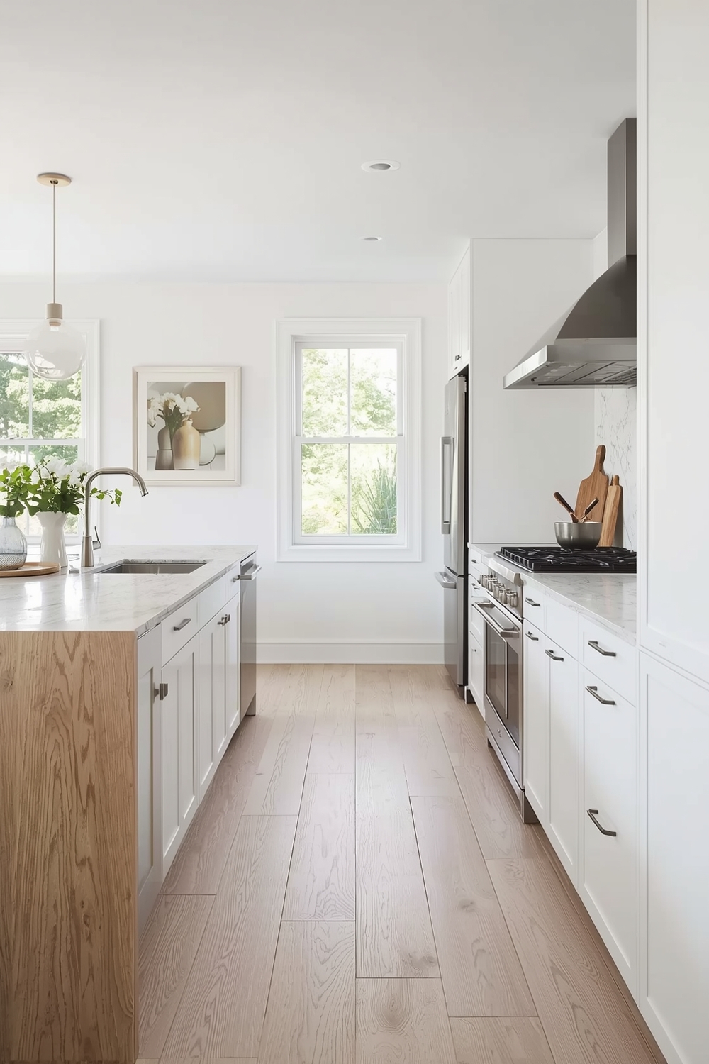 Monochromatic White Oak Kitchen Spaces