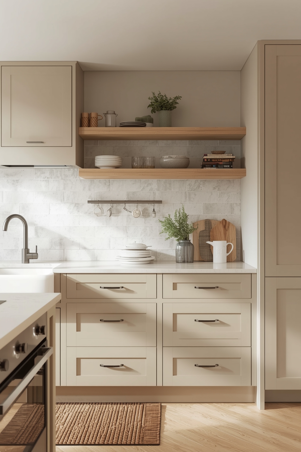 Natural Light Beige Kitchen Cabinet Scheme