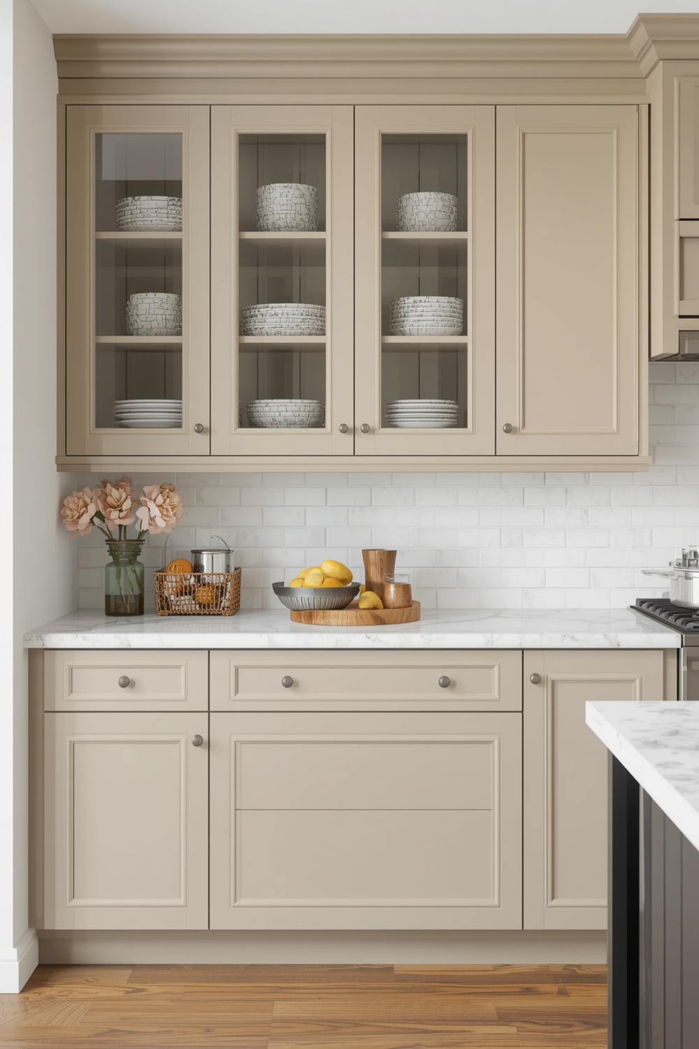 Open and Airy Beige Kitchen Cabinet Plan