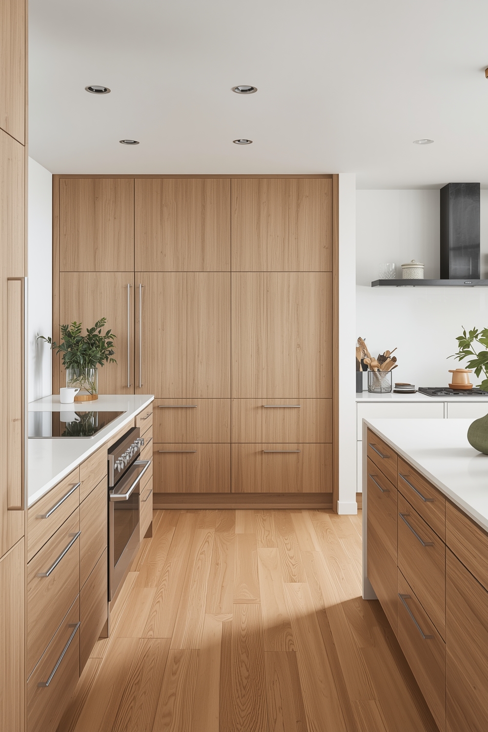 Optimized White Oak Kitchen Workflow