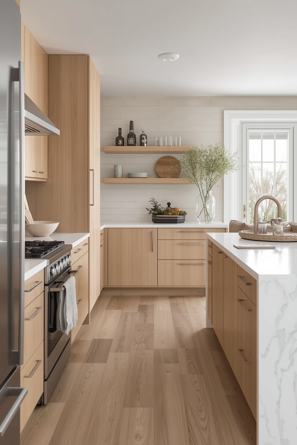 Strategic White Oak Kitchen Zones