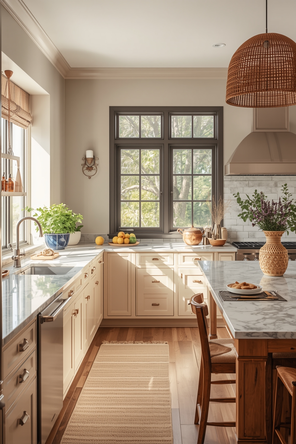 Sun-Drenched Beige Kitchen Interiors