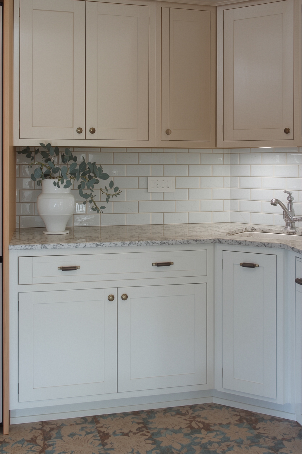 Two-Toned Cabinets with Ceramic Pull Handles