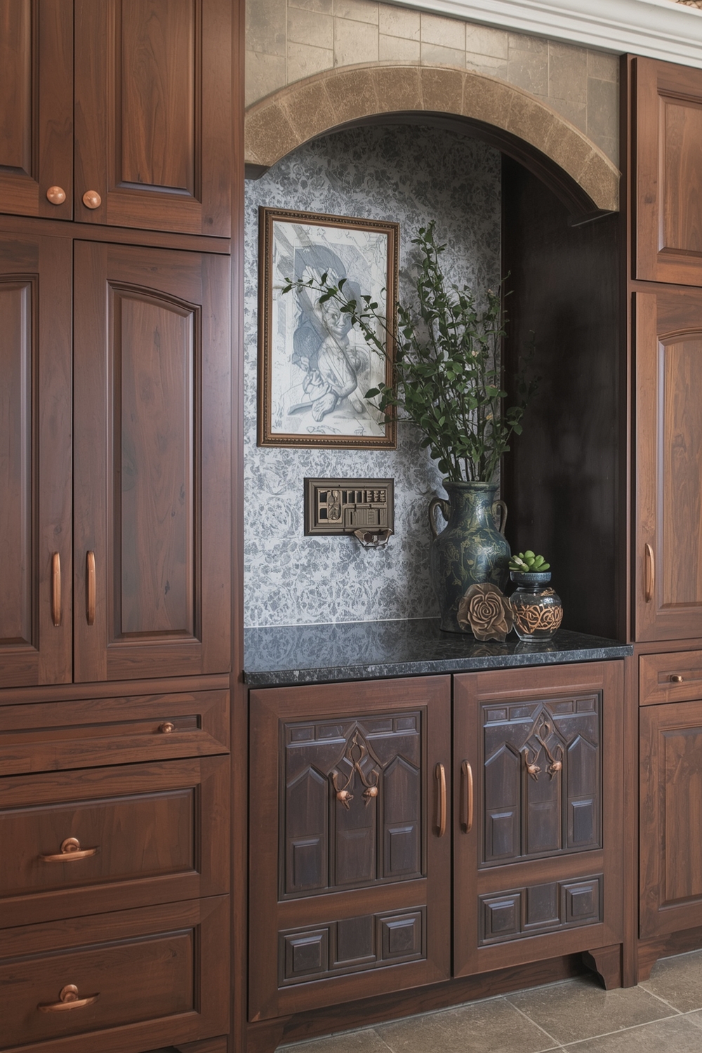 Two-Toned Cabinets with Copper Accent Hardware