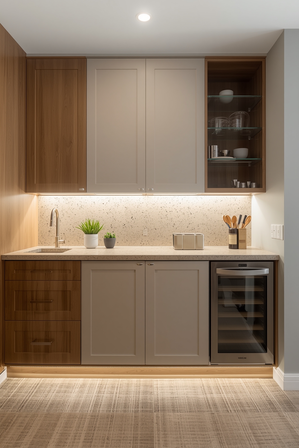 Two-Toned Cabinets with LED Strip Lighting