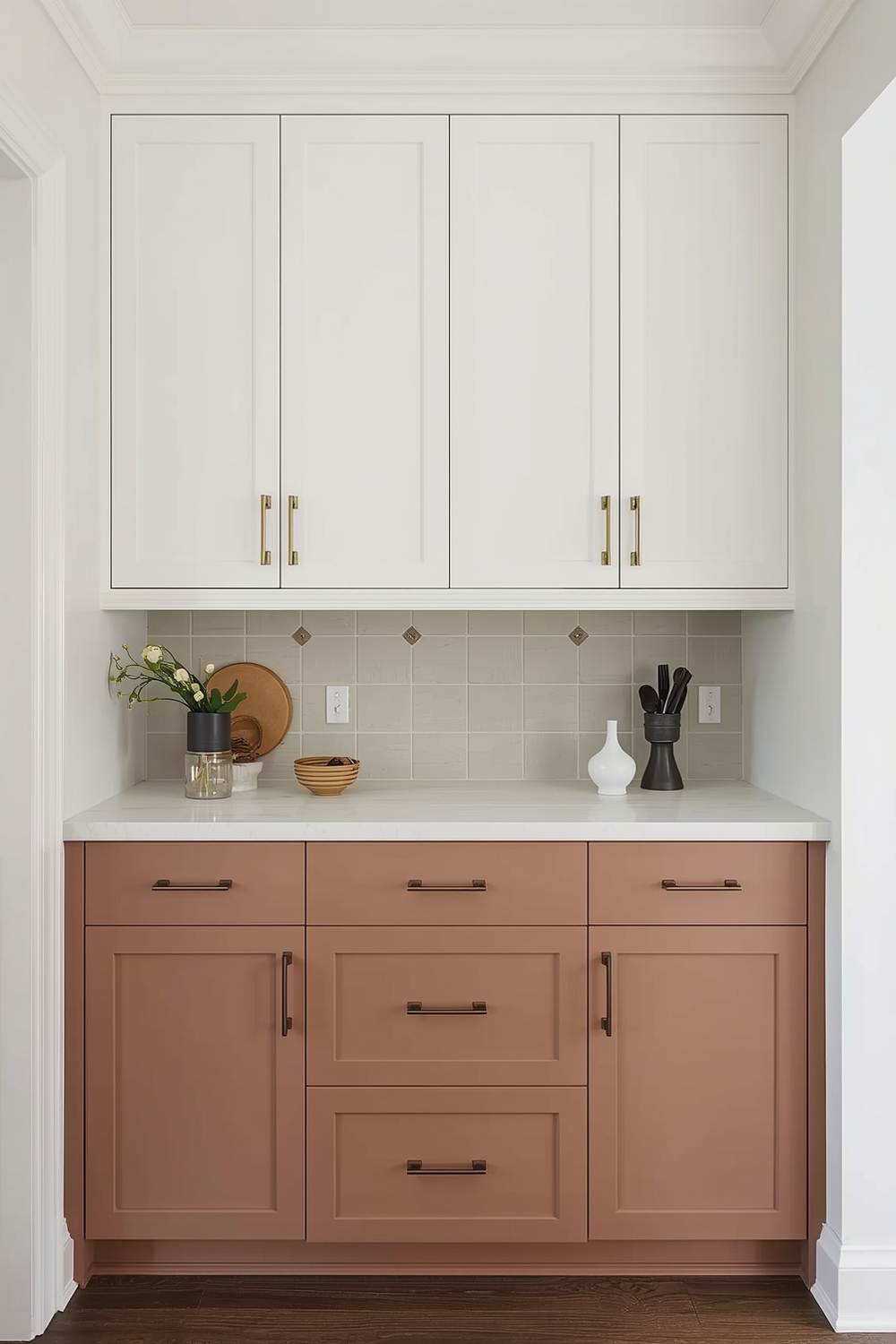 Two-Toned Cabinets with Mixed Metal Hardware