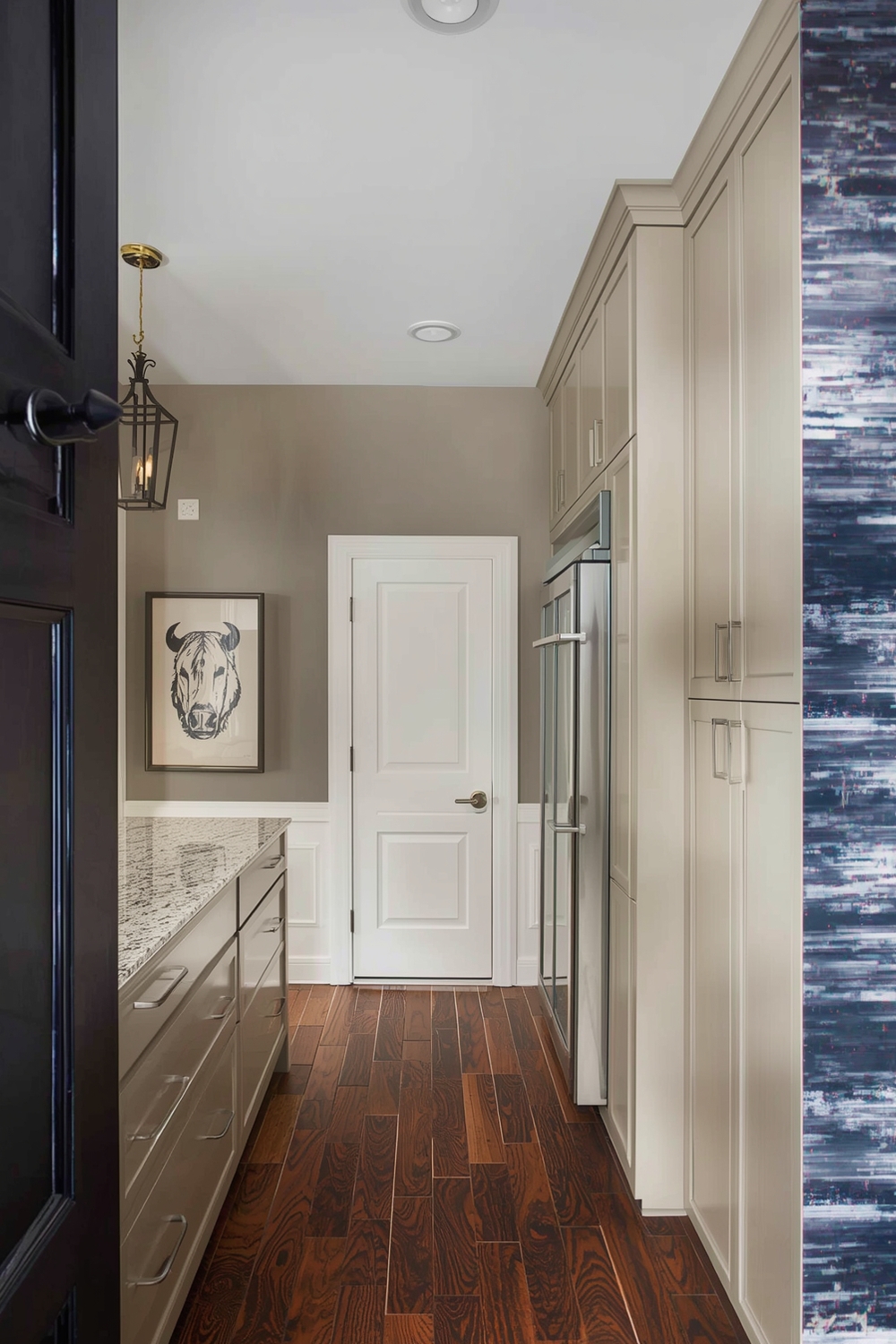 Two-Toned Cabinets with Recessed Ceiling Lights