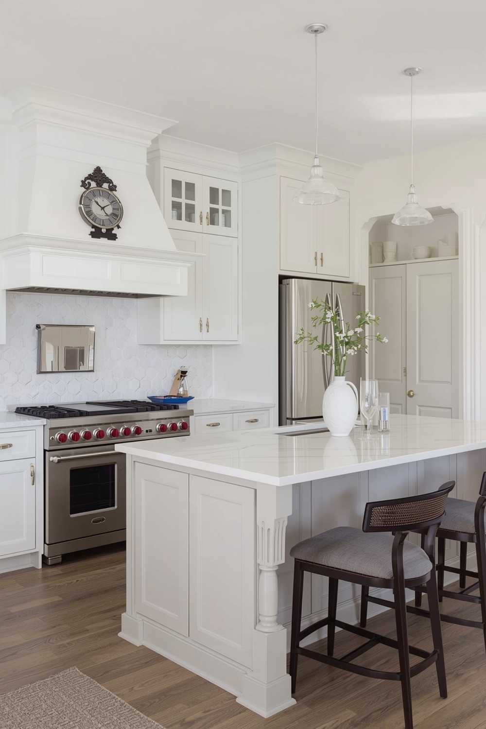 Two-Toned Cabinets with a Freestanding Island