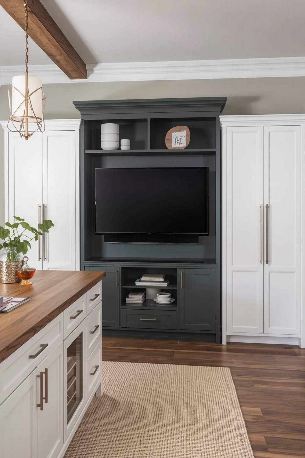 Two-Toned Cabinets with an Entertainment Island