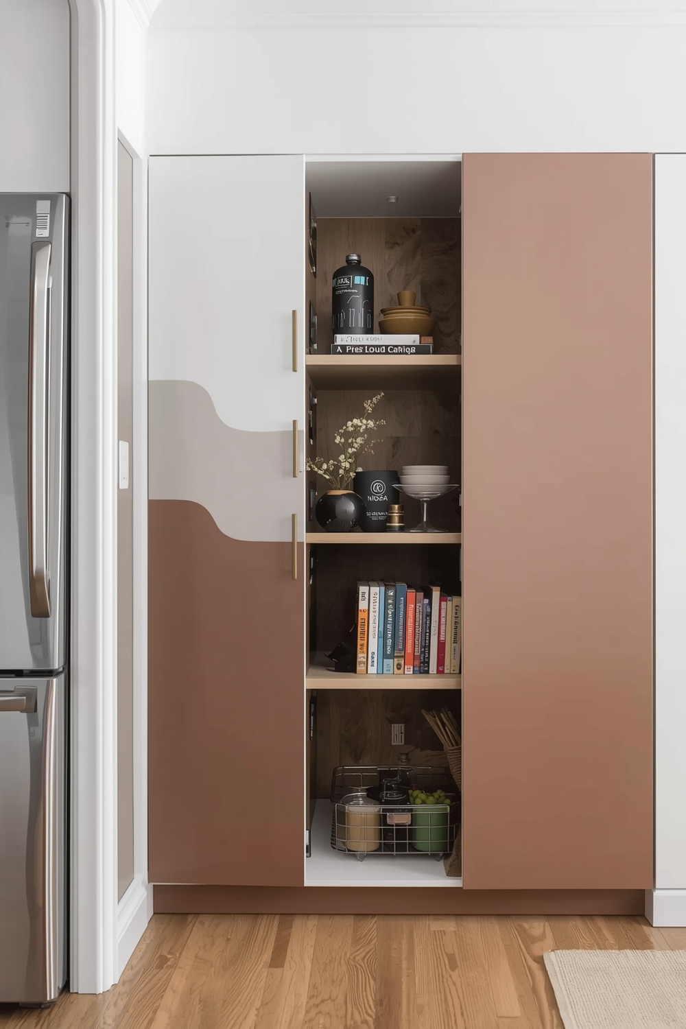 Two-Toned Kitchen Cabinet Innovative Storage