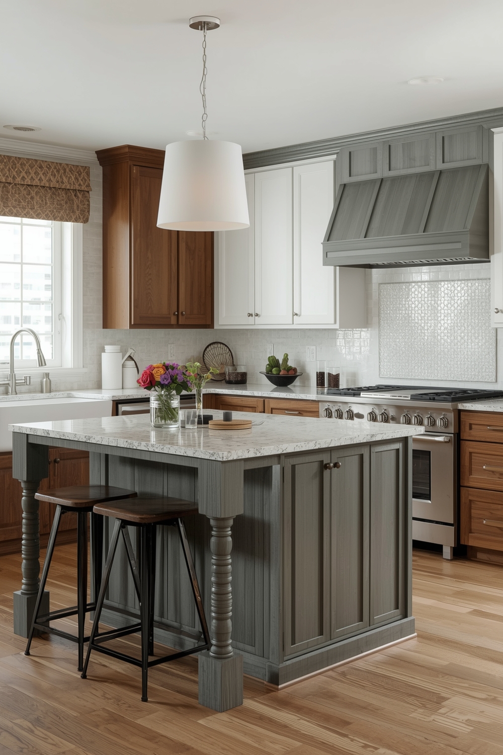 Two-Toned Kitchen with an Eat-In Island