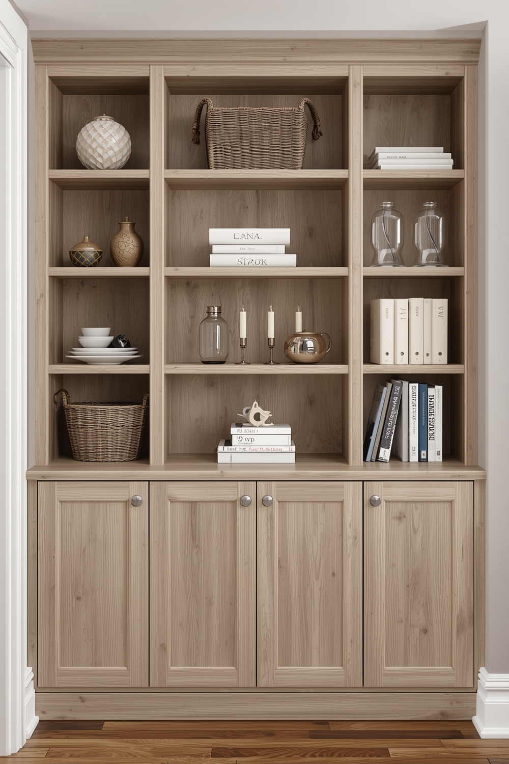 White Oak Cabinet Organization Systems