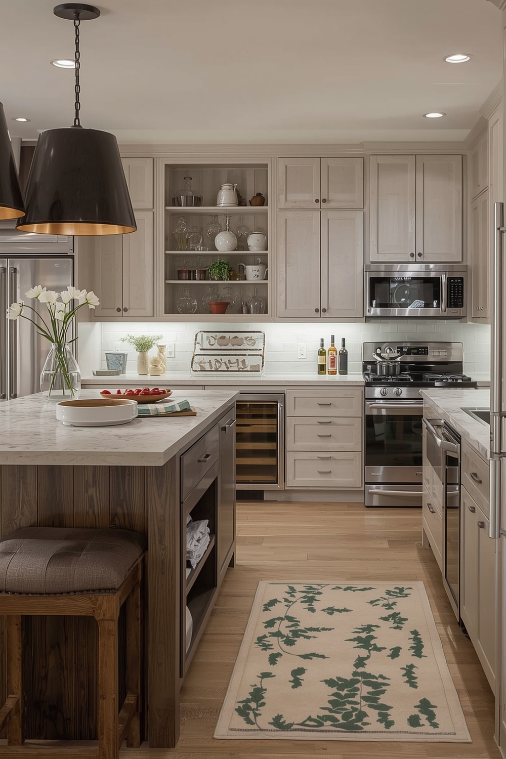 White Oak Kitchen Ambiance Lighting