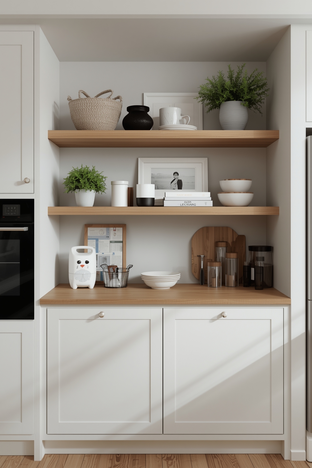 White Oak Kitchen Display Shelf Concepts