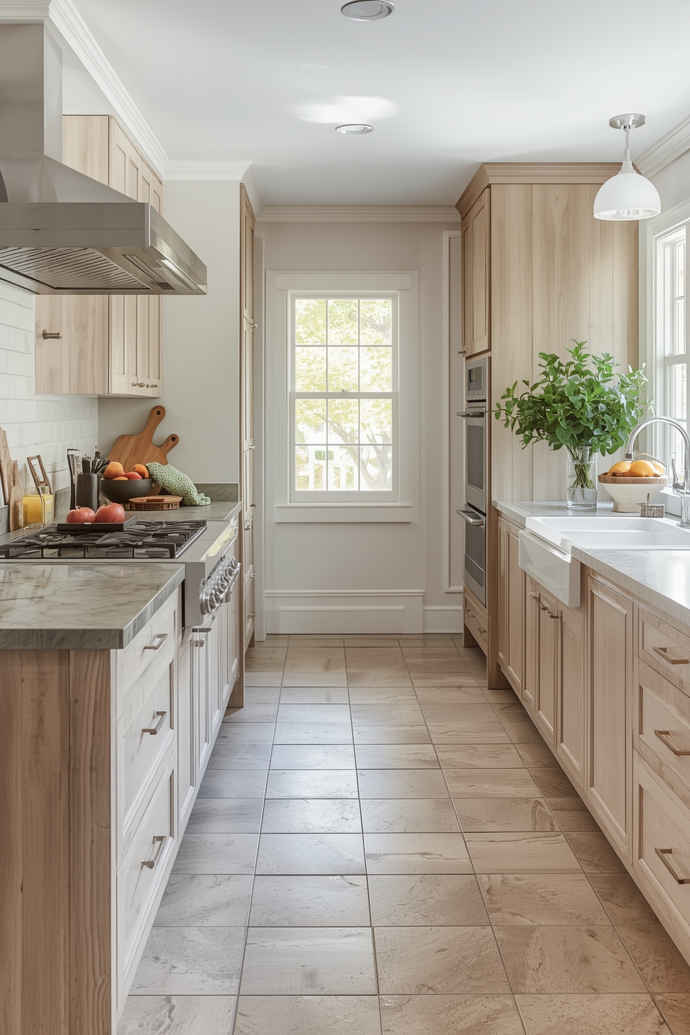 White Oak Kitchen with Heated Tile Flooring