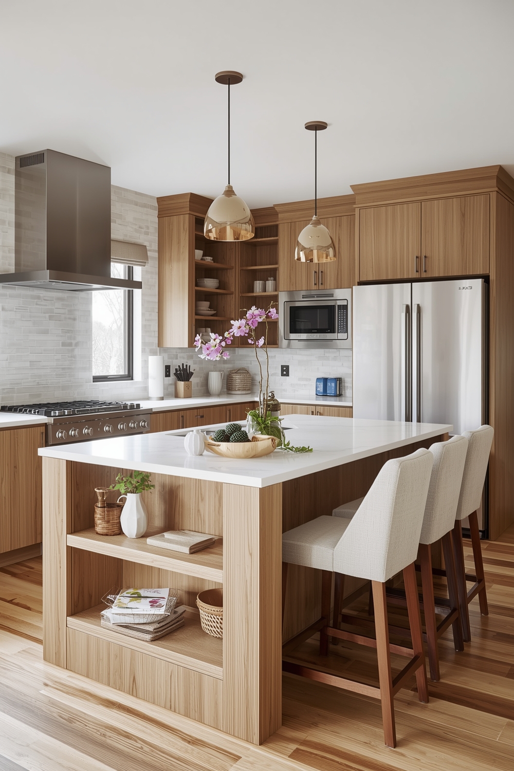 White Oak Kitchen with a Multi-Level Island