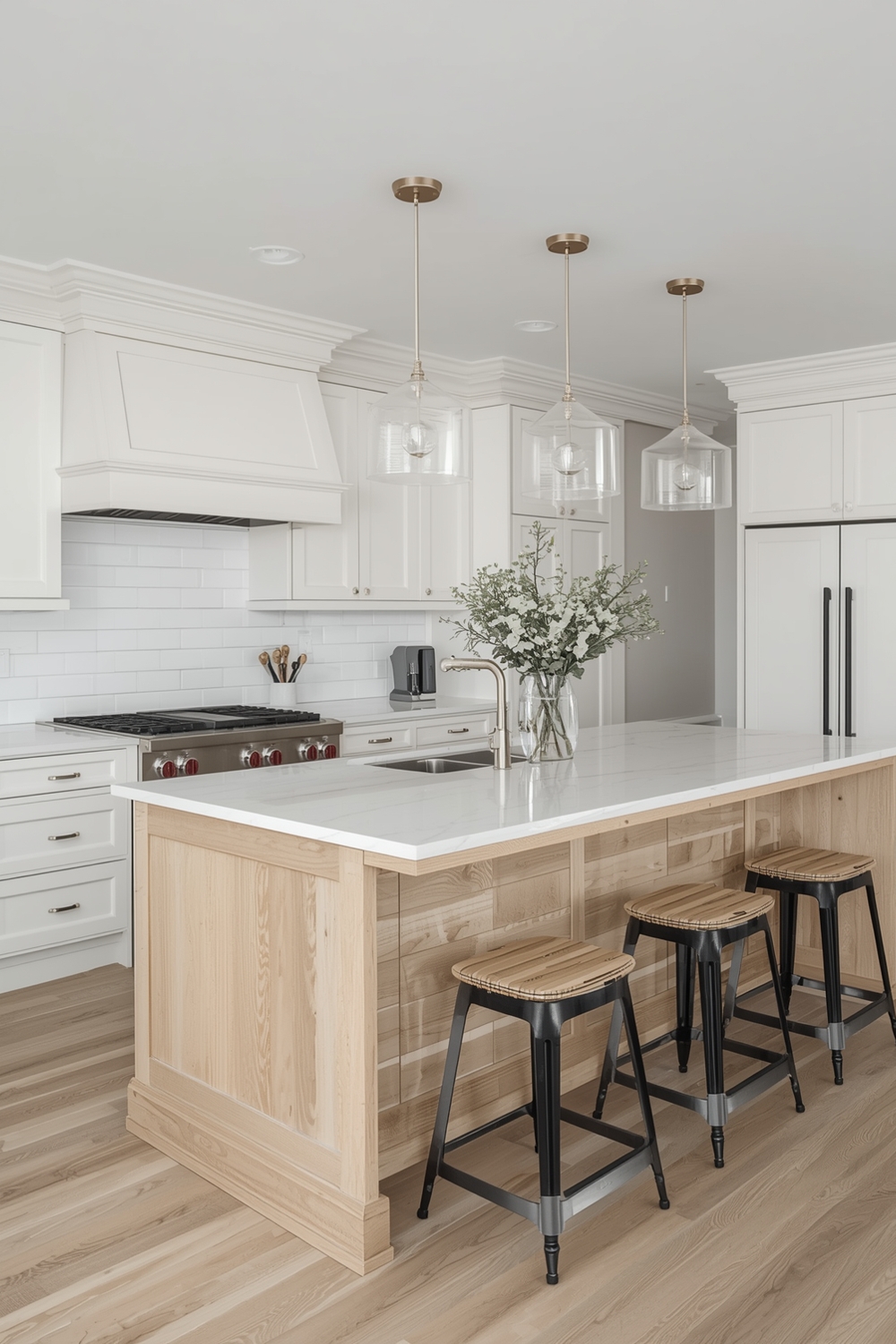White Oak Kitchen with a Spacious Island