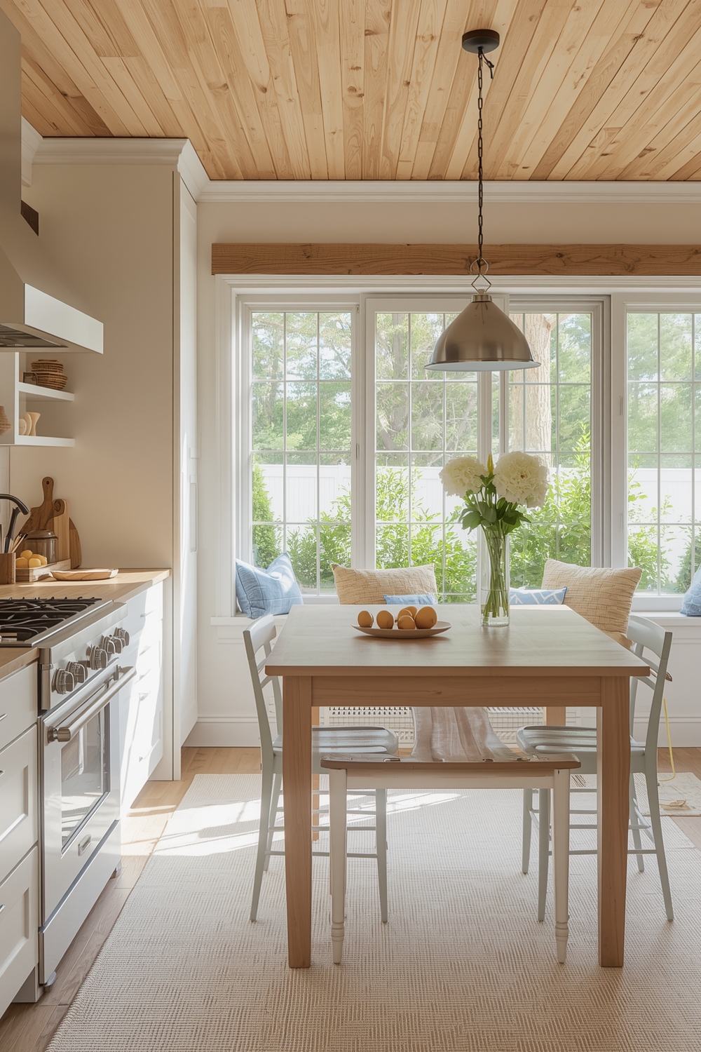 White Oak Kitchen with a Sunny Breakfast Spot
