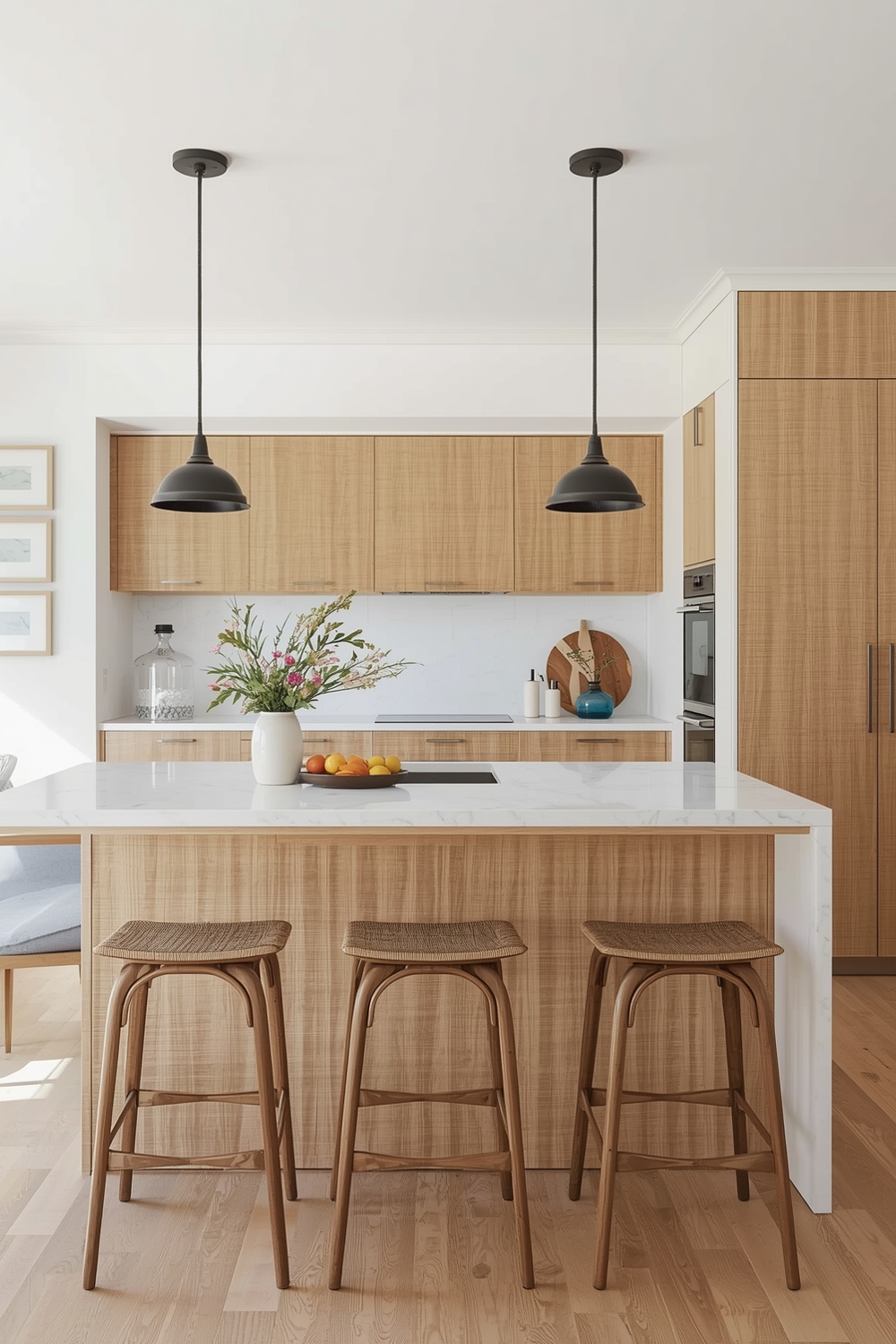 White Oak Kitchen with an Informal Breakfast Counter