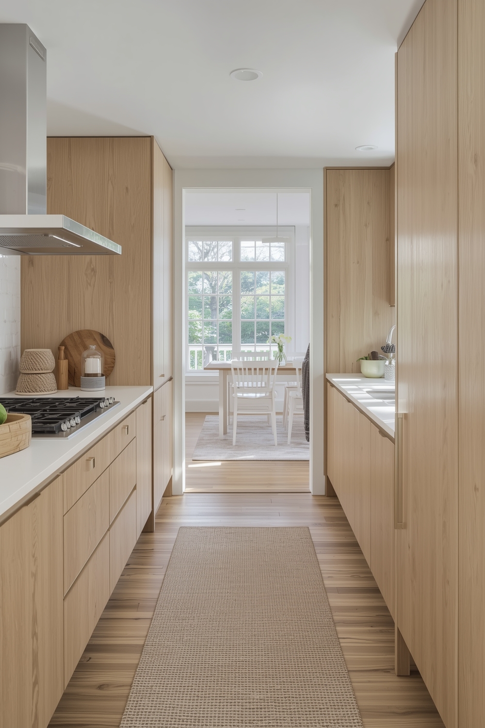 White Oak Solutions for Narrow Kitchens
