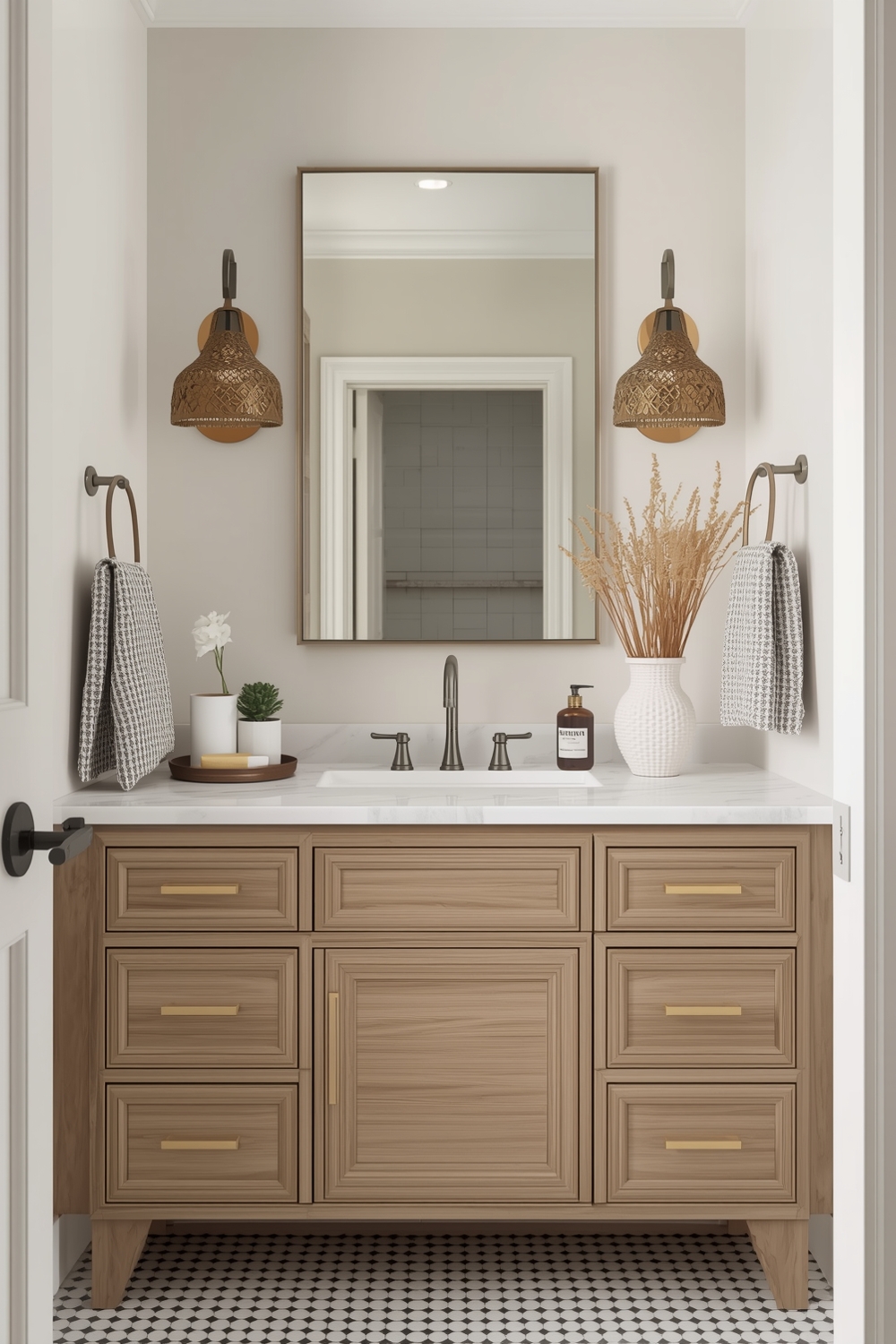 Bright Bathroom Mirror Layout Concepts