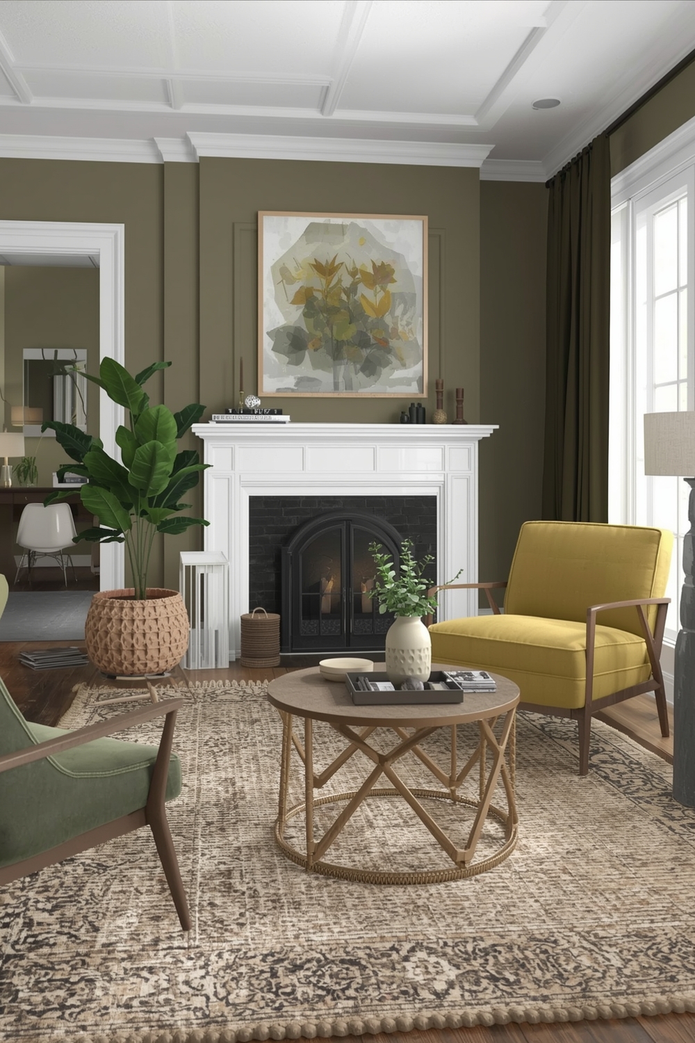 Bright Olive Green Living Room Idea Boards