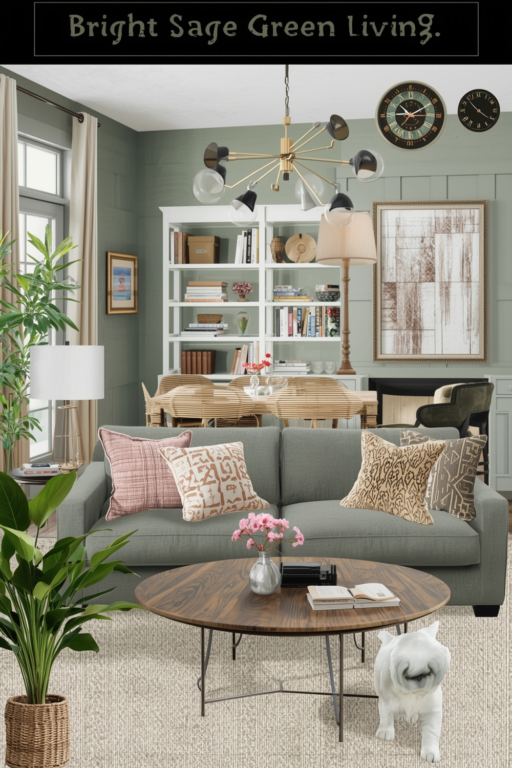 Bright Sage Green Living Room Idea Boards