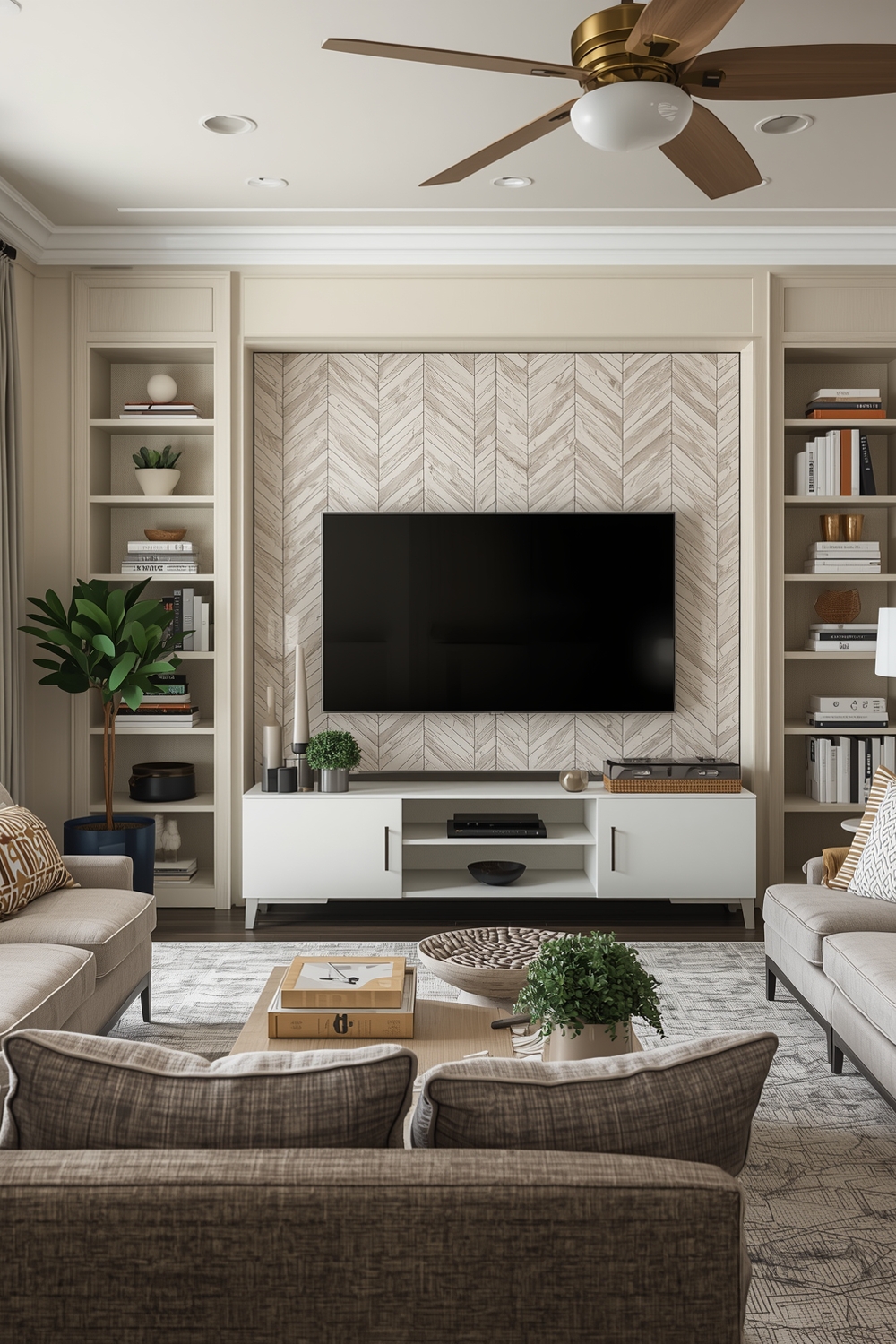 Chic Living Room TV Wall Accent Details