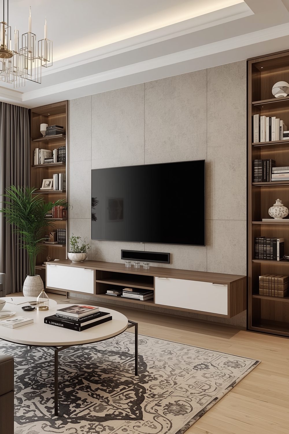 Chic Living Room TV Wall Layout Examples