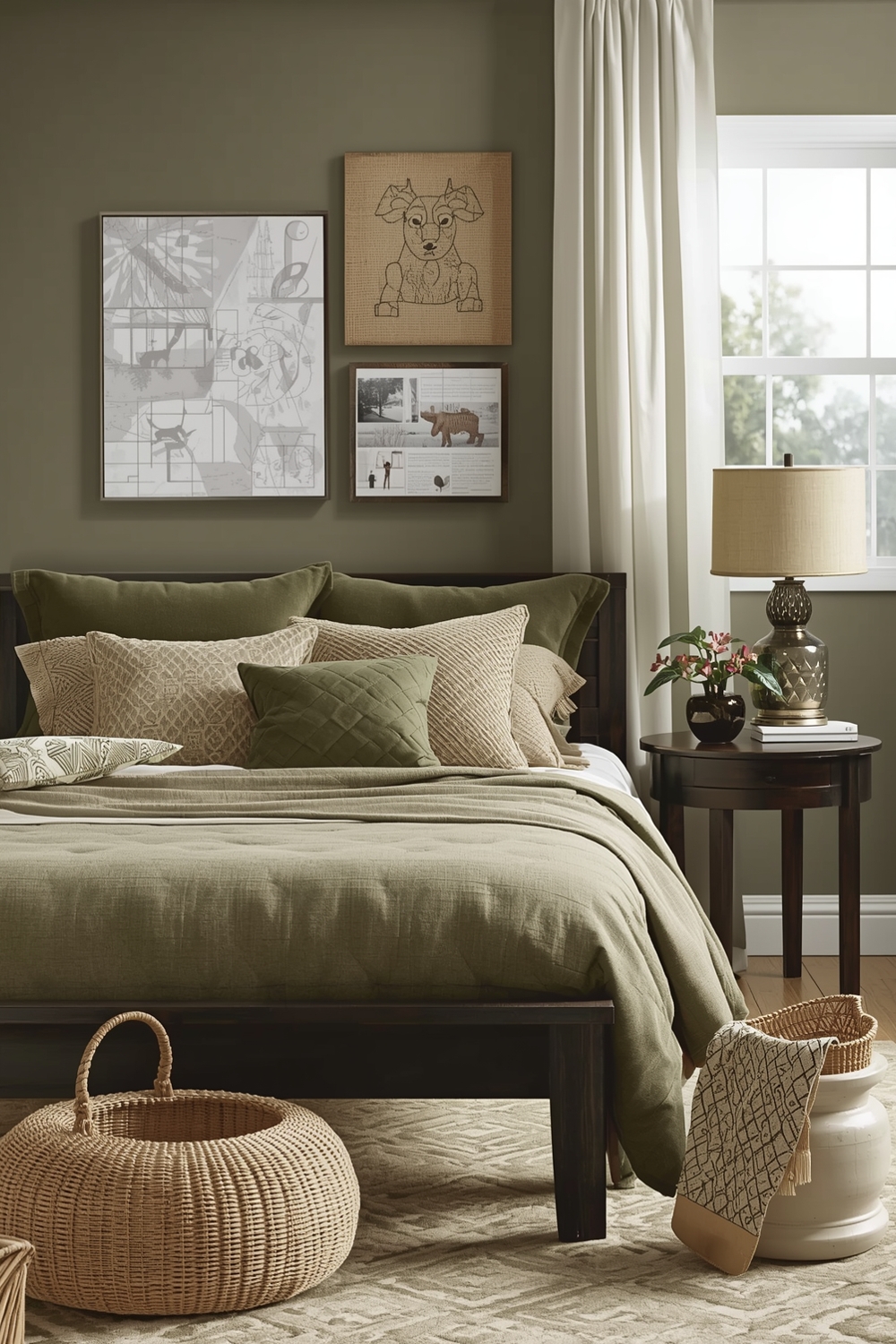 Chic Olive Green Bedroom Layout Boards