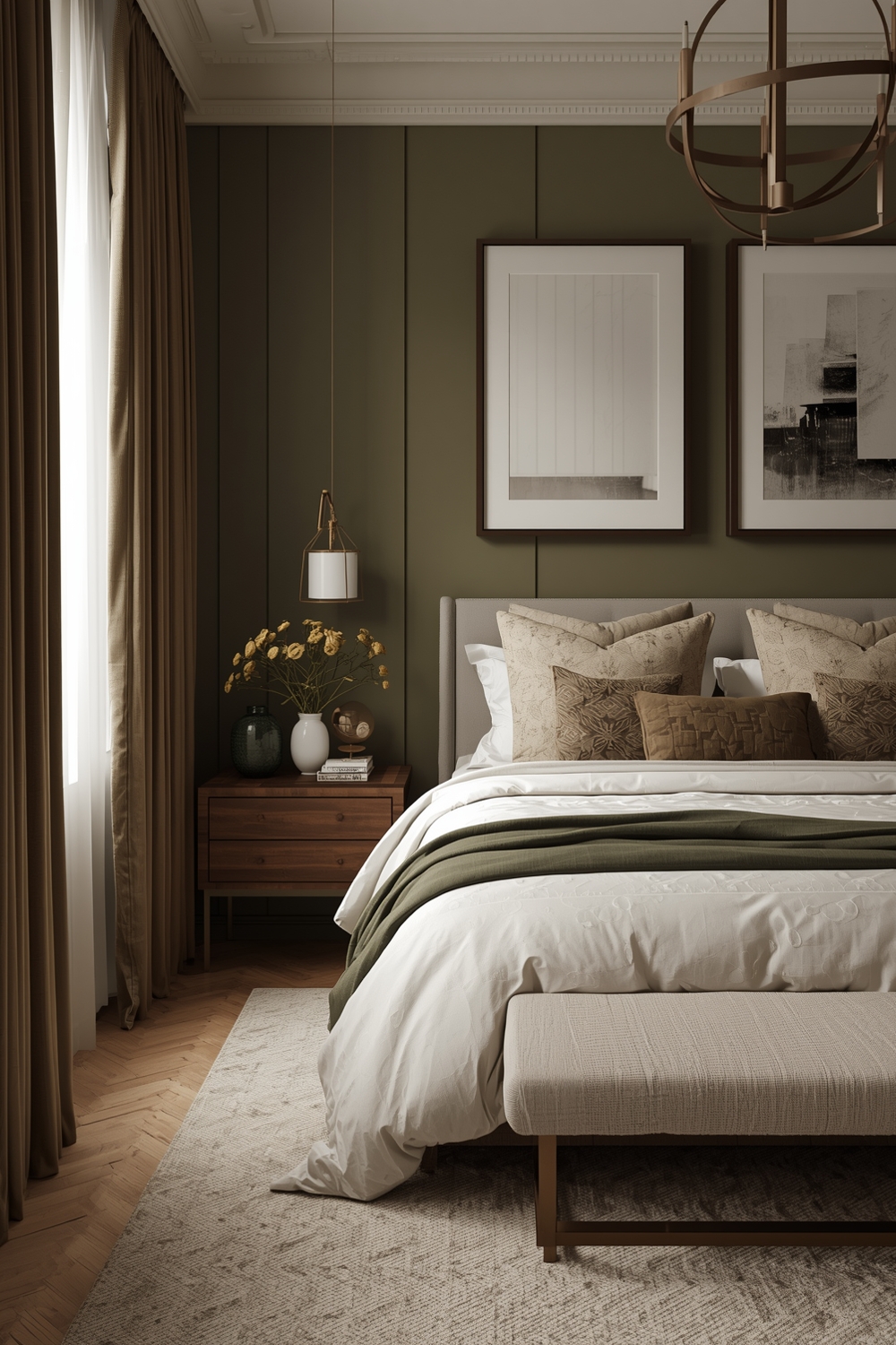 Chic Olive Green Bedroom Layout Inspirations