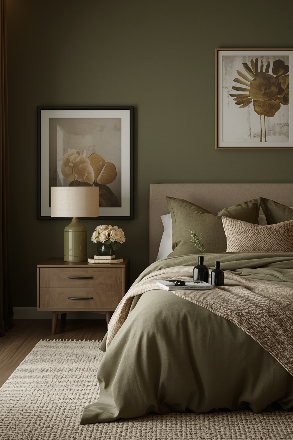 Chic Olive Green Bedroom Layout Inspirations