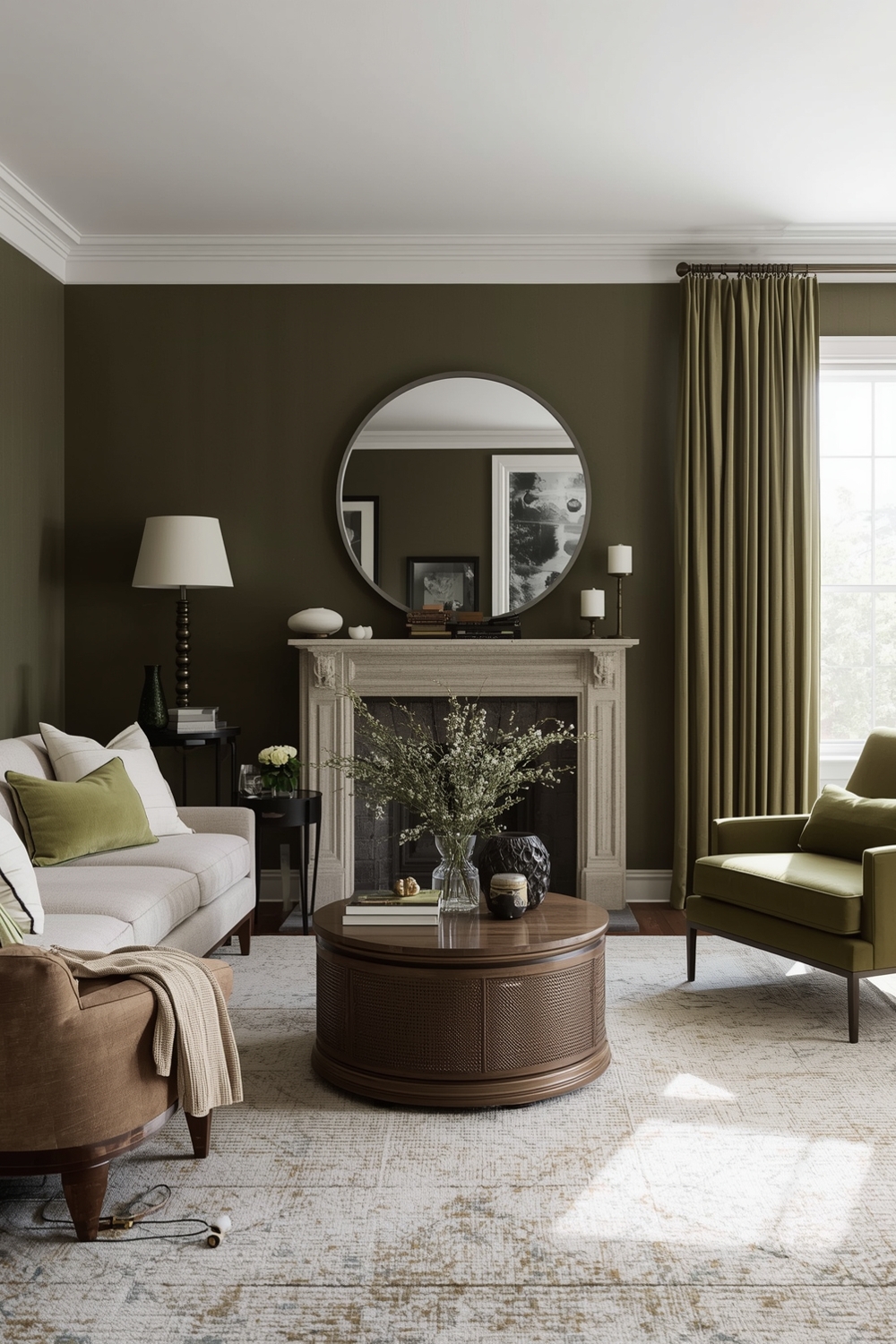 Chic Olive Green Living Room Design Examples