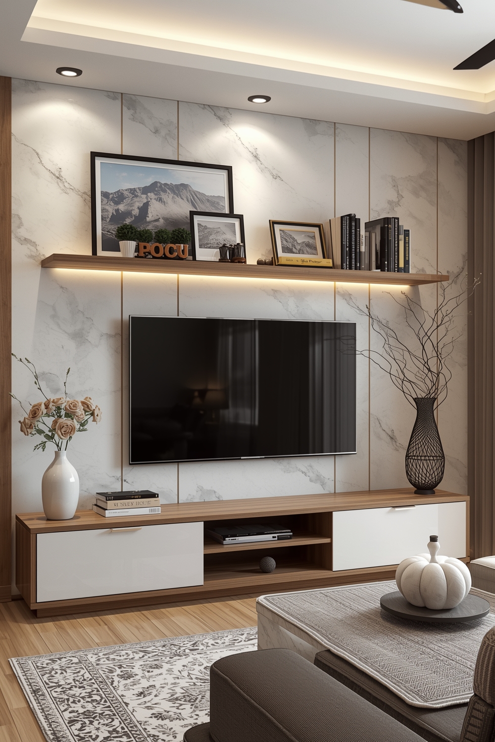 Contemporary Living Room TV Wall Layouts